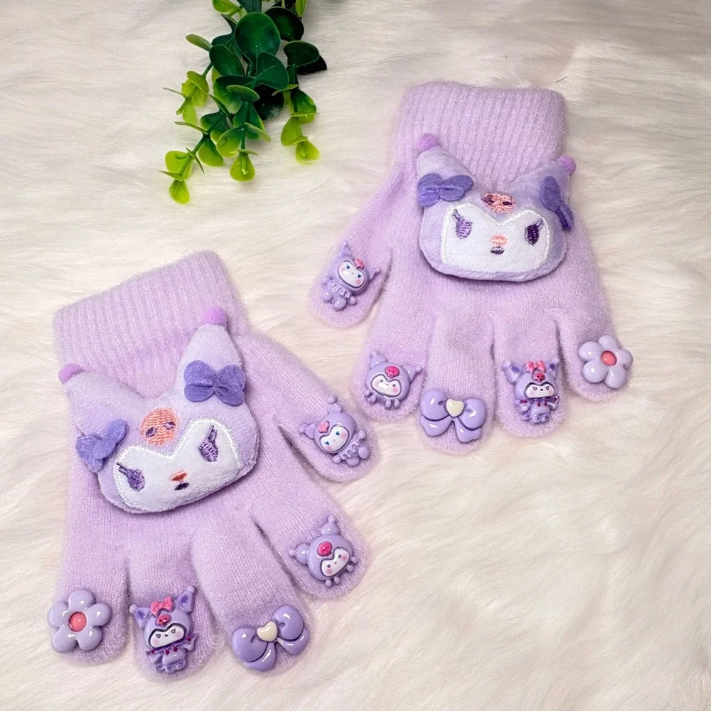 Cute Kuromi Character Kids‎ Fuzzy Gloves